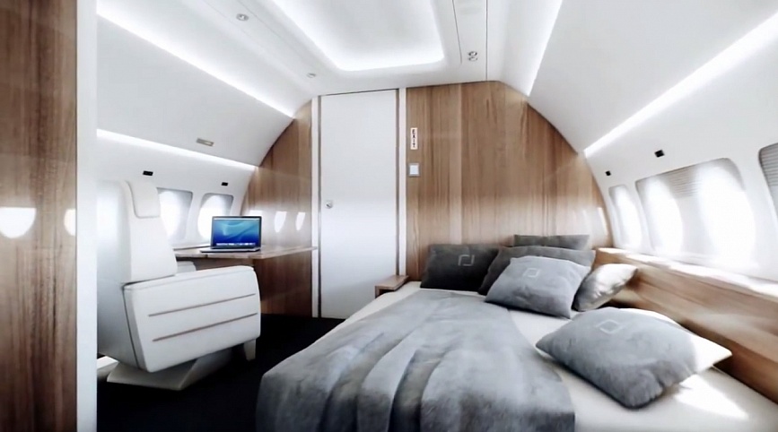 interni della cabina Sukhoi Business Jet